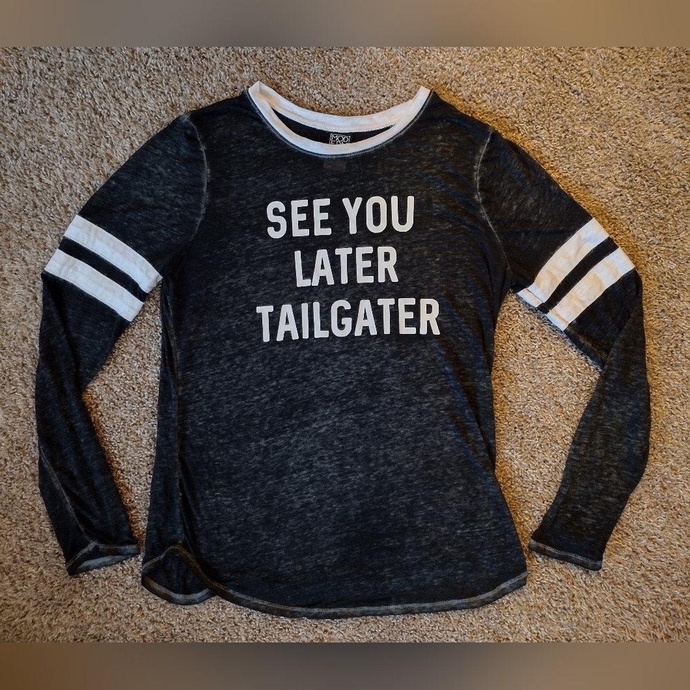 Modern Lux Tailgater Football Gray and White Long Sleeve XL